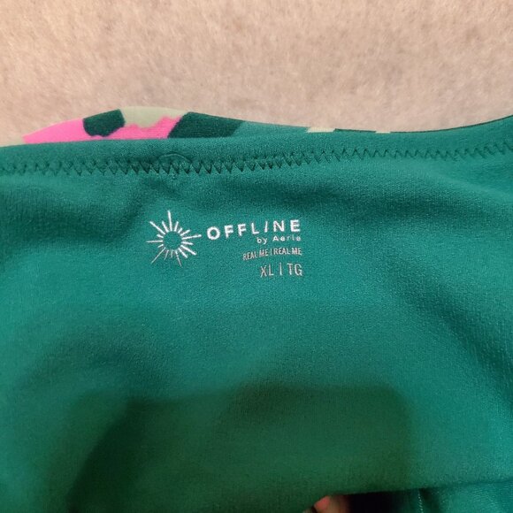 Aerie Offline One Piece Swim Shorts Top Green & Pink Size XL - Picture 6 of 8